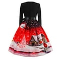 thumbnail image 2 of RHWHOGLL Christmas Dress,Women Vintage Long Sleeve 50s Dresses,Xmas Printed Dress,A-line Retro Cocktail Swing Dress,Elegant O-Neck Christmas Evening Party Prom Dress,Dress for Women L, 2 of 4