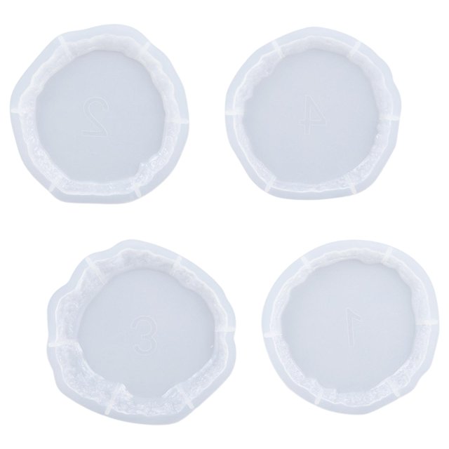 4 piezas de fundición de resina de posavasos, manualidades de de silicona DIY, bandeja de almohadilla de para hacer posavasos para Pequeño Redondo perfecl Fabricación de silicona de posavasos