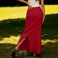 thumbnail image 5 of Fnooota Maxi Skirts for Women, Cotton Linen Back Split High Waist Summer Long Skirts Red Size S, 5 of 5