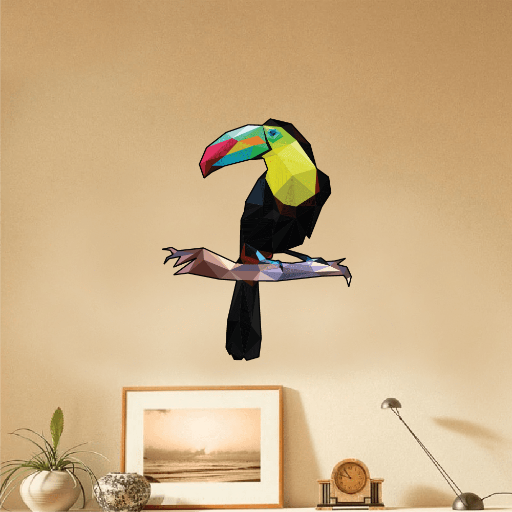 12"H Stained Glass Handcrafted Toucan Bird Night Light Table Desk Lamp. 