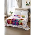 thumbnail image 3 of Twin Size Flat Sheet Only, Happy Birthday Soft Brushed Microfiber Bed Sheets, Colorful Balloon Gifts Patterns Hotel Quality Breathable Bedding Top Sheet, Easy Care, 66"x96", 3 of 9