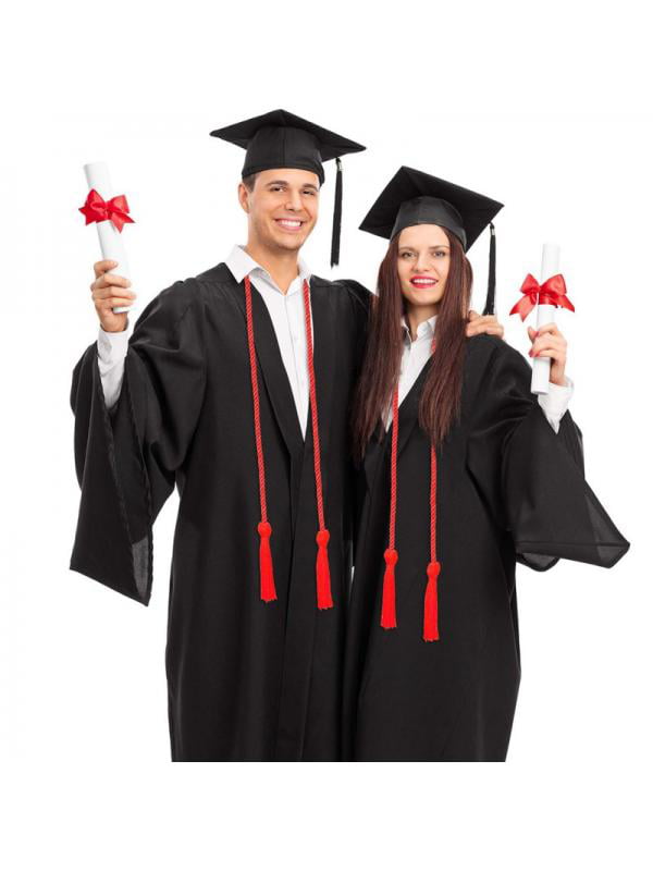 2Pcs Braided Honor Graduation Robe Cords Tassels Baccalaureate Gown Trencher Cap 
