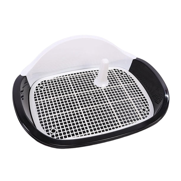 Bandeja para orinal para perros Valla para orinal con poste extraíble Caja de arena para mascotas de interior liviana Tamaño 57x42x17cm Pared de tres Negro Fernando Inodoro con bandeja de arena