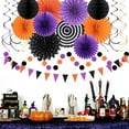 thumbnail image 4 of NestE Orange Black Purple Halloween Party-Decorations - 33Pcs Banner,Streamers Tassel Garland,Tissue Pom Poms Honeycomb,Paper Lantern Fan,Birthday Wedding Baby Bridal Shower Decor, 4 of 14