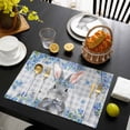 thumbnail image 3 of Easter Rabbit Placemats Set of 4, Spring Cute Bunny Blue Flowers Buffalo Plaid Placemats for Dining Table, Place Mats for Kitchen Tabletop, Waterproof Wipeable Dining Table Mats Set, 3 of 9