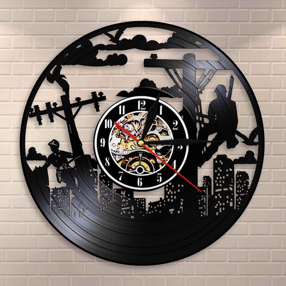 Lineman Silhouette Electrician Wall Clock Line Life Electrical Lineman