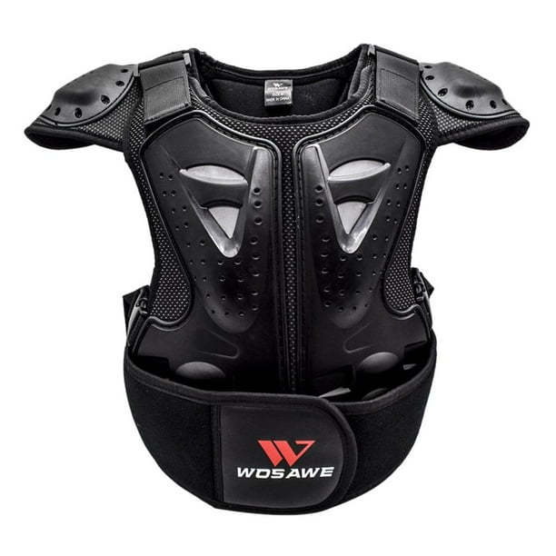 Chaleco protector de pecho y espalda para niños, para motocross, esquí, color negro METRO