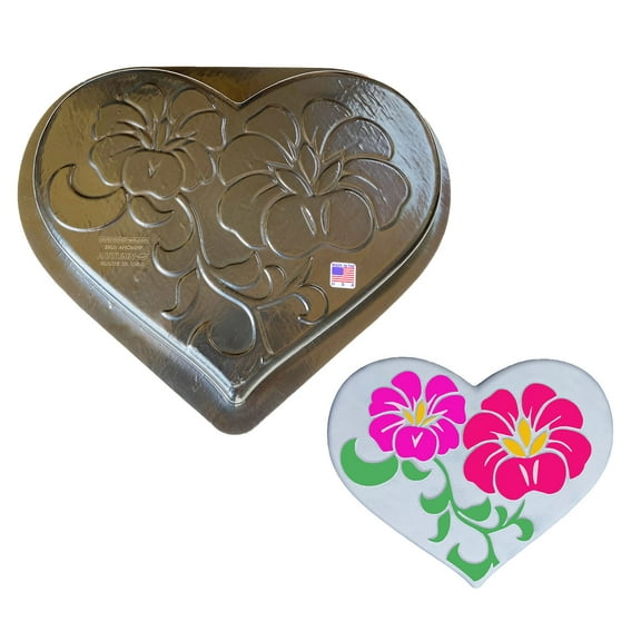 AUTUMN Heart with Flower Stepping Stone Mold, Concrete Cement Mold, Stepping Stones for Garden Walkway, DIY Walkway Stepping Stones, Heart Statue for Garden, Heart Garden Decor Mold