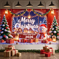 thumbnail image 5 of Red Theme Christmas Banner Christmas Tree Design Holiday Backdrop Gift Decorations Snowflake Pattern New Year Display for Christmas Party New Year Celebration Family Reunion, 5 of 9