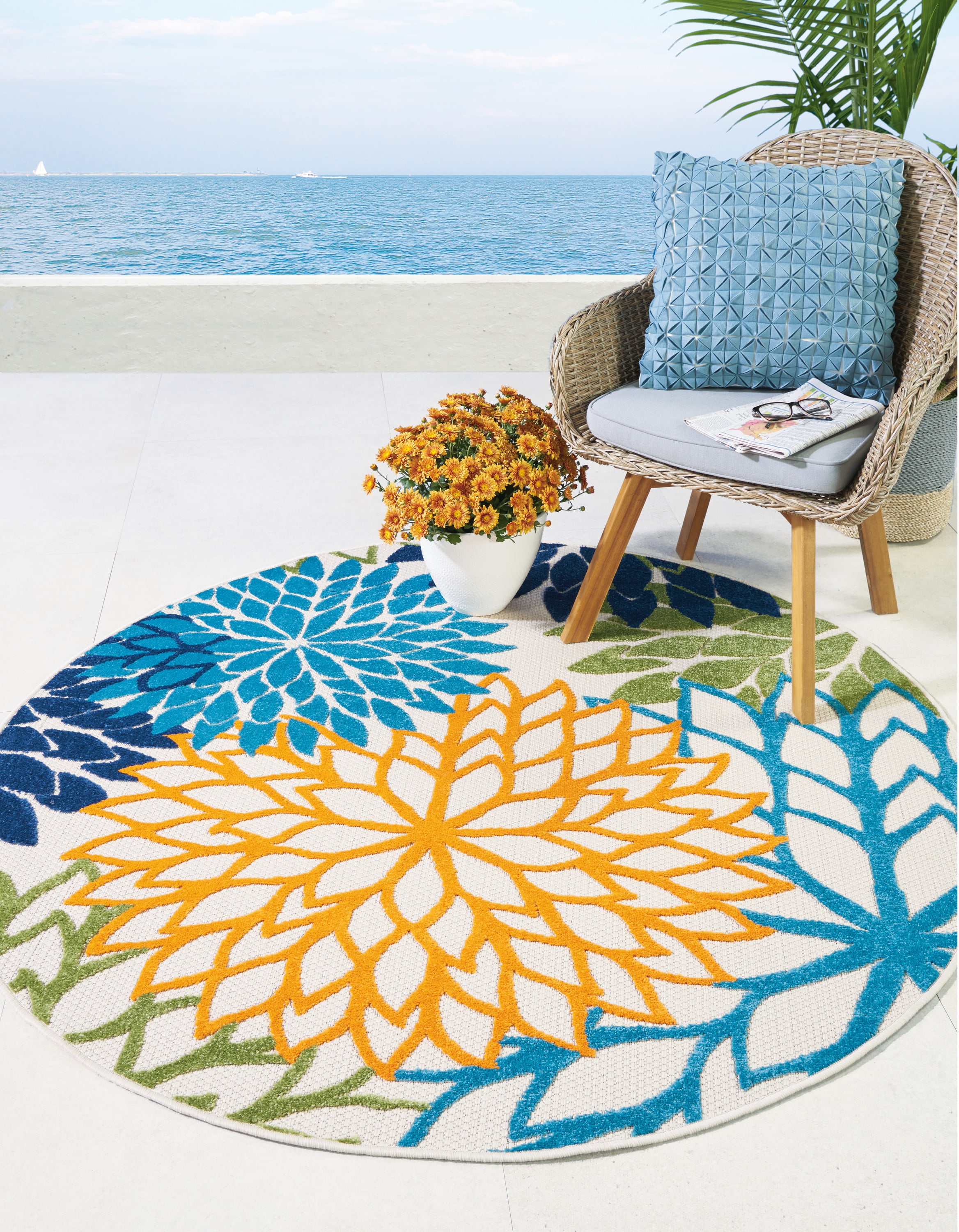 Nourison Tropical Oasis Indoor/Outdoor Modern Floral Multicolor 5'3