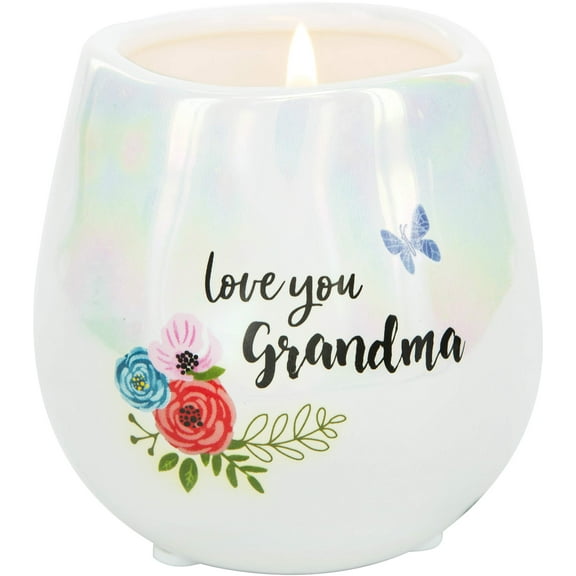 Pavilion Gift Company Love You Grandma - 8 Oz 100% Soy Wax Candle with Cotton Wick in Stoneware Vessel Serenity Scented, White