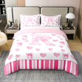 thumbnail image 1 of Erosebridal Housse de Couette en Coton 100 % Motif Princesse avec Nœud, Format Simple, Ensembles de Literie Lettre Initiale R Format Simple, Déco Cœur Rose, Réversible 2 Pcs (Sans Couette), 1 of 8