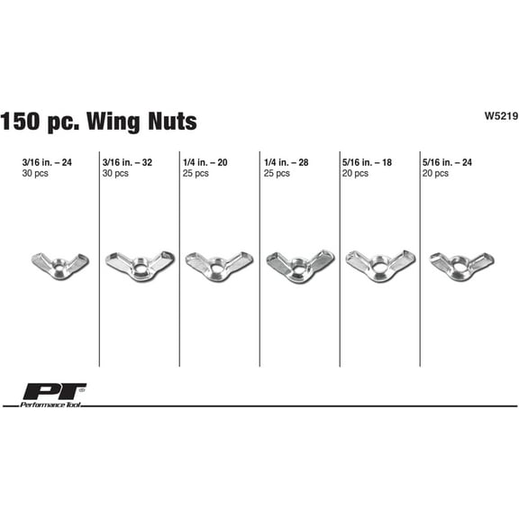 UKLL-W5219 150pc Wing Nut Assortment With Case