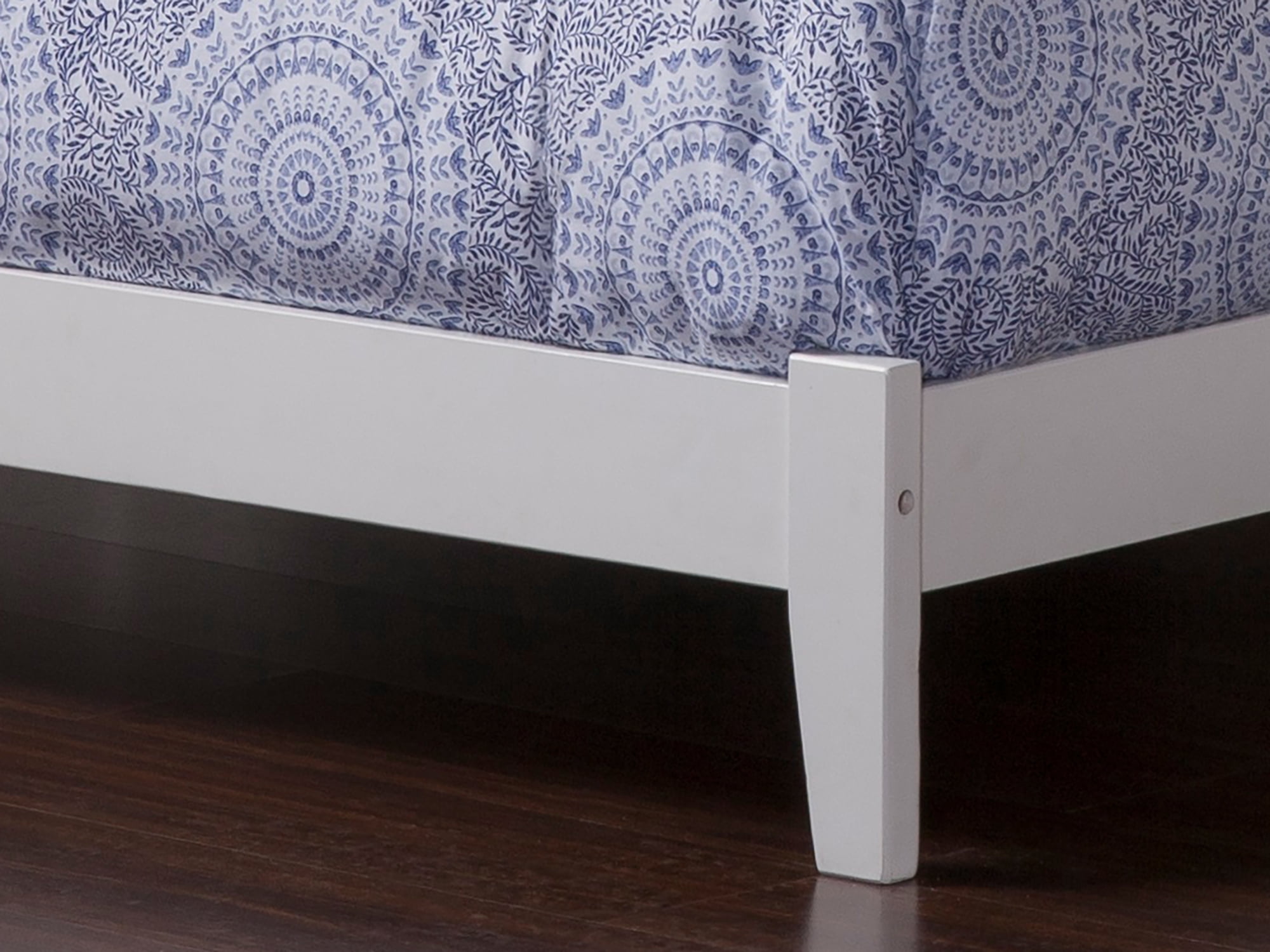 AFI Orlando Queen Low Profile Wood Platform Bed Frame with Panel Headboard, White