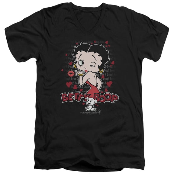 Betty Boop Classic Kiss S/S Adult V-Neck T-Shirt Black