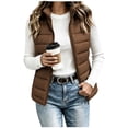 thumbnail image 2 of Mifsaly Puffer Vest Women Warm Sleeveless Quilted Jacket Stand Collar Zip Up Lightweight Fall Winter Travel Daily Layering Casual Outerwear with Pockets Brown,XXL, 2 of 6
