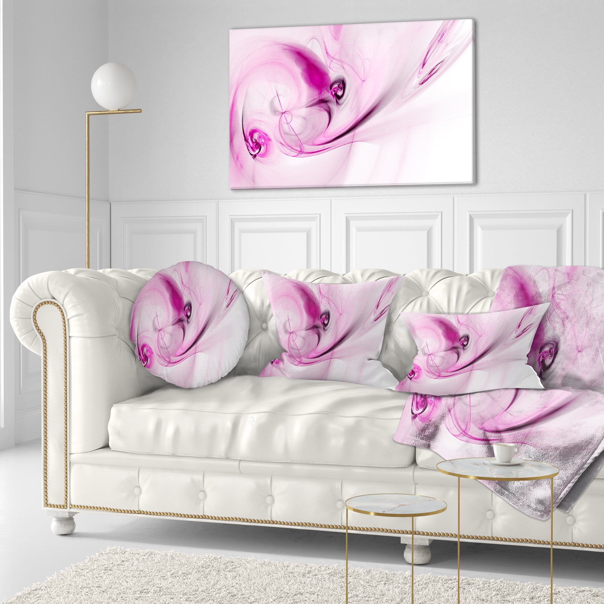 Designart Spiral Nebula Space Magenta - Abstract Throw Pillow - 12x20