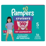 Pampers Cruisers 360 Baby Diapers 360 Size 5, 56 Count (Select for More Options)