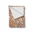 thumbnail image 2 of Ethnic Soft Flannel Fleece Throw Blanket, Vintage Round Pattern Style Brown Tones Spring Flowers Illustrations, Cozy Plush for Indoor and Outdoor Use, 70" x 90", Brown Pale Brown, by Ambesonne, 2 of 6