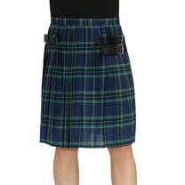 SWSMCLT Men's Kilt Pleated Vintage Basic Fashion Kilt Utility Scottish Dance Halloween Casual Fall Elastic Waist Blue Large