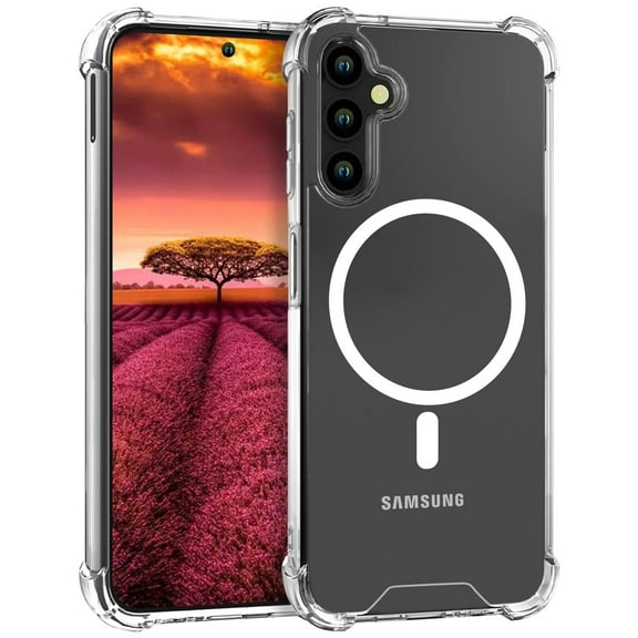 Dteck for Samsung Galaxy A14 5G Magnetic Case Clear,Compatible with MagSafe, Slim Fit Protective Phone Case for Samsung A14 5G, Shockproof Soft TPU Bumper Hard PC Back Cover Anti-Yellow Crystal Clear