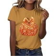 thumbnail image 2 of NuoCaiYun Summer T Shirts for Women, Casual Womens Workout Tshirt Pumpkin Print Round-Neck Pullover Short Sleeve Tops, 2 of 6