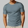 thumbnail image 2 of MIXUE Shirts For Men Summer Mesh Ice Silk Solid Color Round Neck Short Sleeve Sports Outdoor Casual Tops Pullover Tee Shirts Streetwear,Blue,XXL, 2 of 4