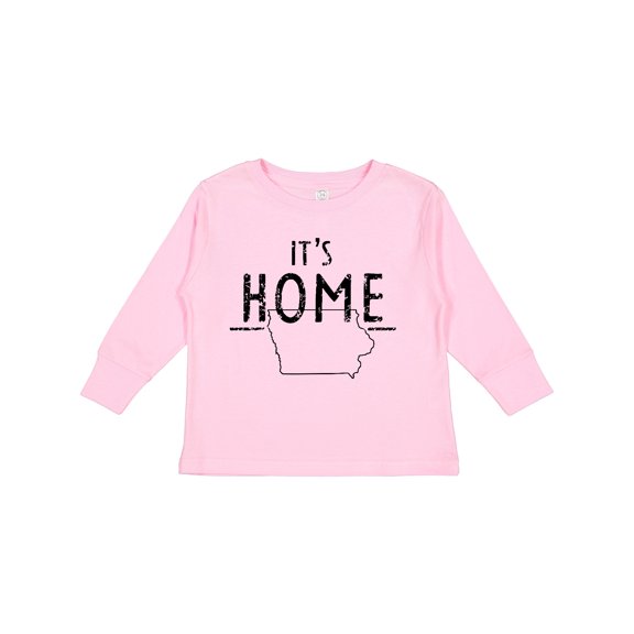 Inktastic It's Home- State of Iowa  Outline Distressed Text Boys or Girls Long Sleeve Toddler T-Shirt