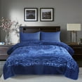 thumbnail image 3 of Heavy Thick Bed Blanket 9Lb for Winter,1 Ply,Embossed Warm Bed Blanket King,85"x95",Navy, 3 of 7