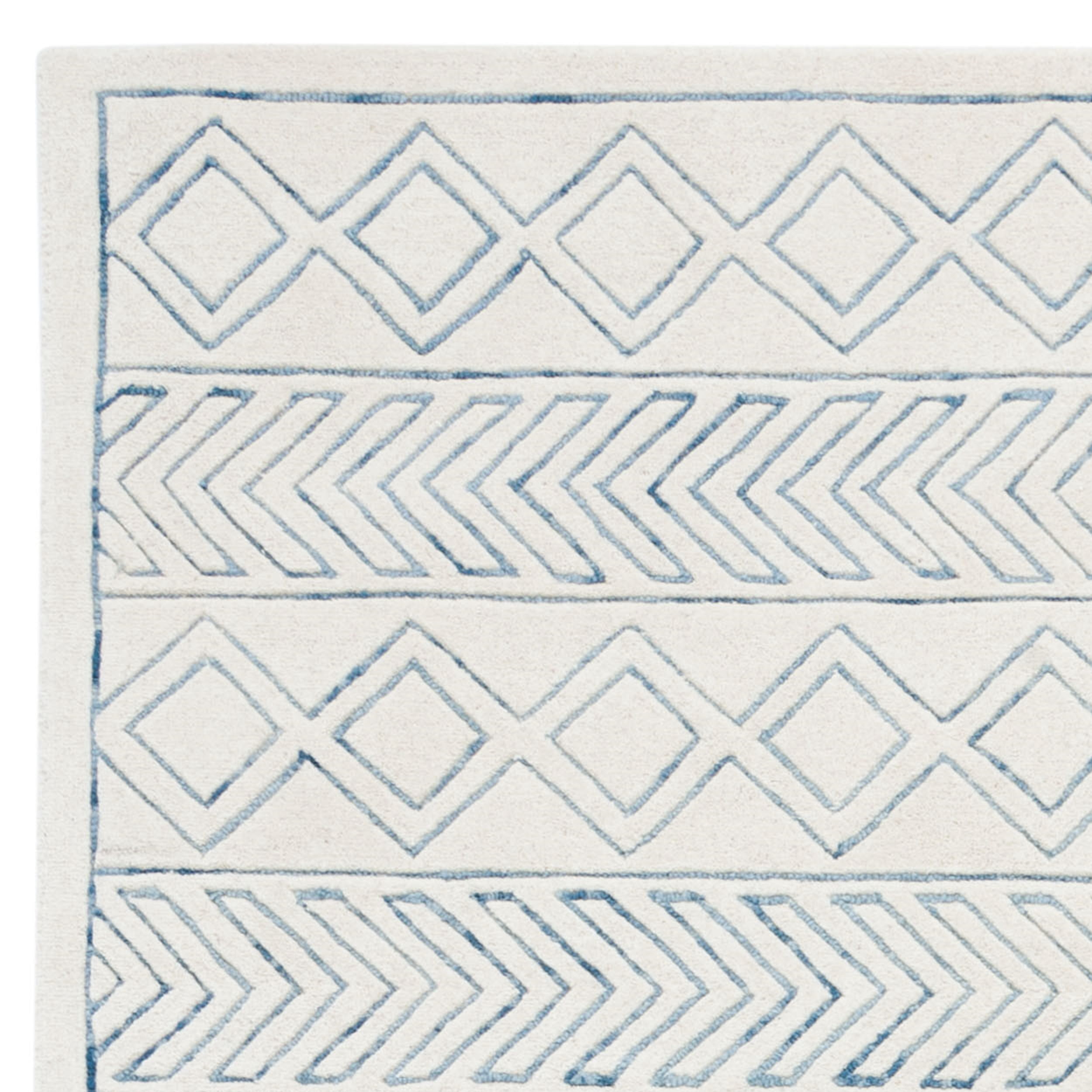 SAFAVIEH Glamour Alan Geometric Wool Area Rug, Ivory/Blue, 8' x 10'