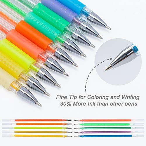 Glitter Gel Pens, 100-Color Neon Glitter Pens Fine Tip Art Markers Set 40%  More Ink Colored Gel Pens for Adult Coloring Book - AliExpress