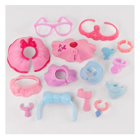 15PCS Mini Accessories Set for lps Pets Include Collar Necklace Jacket Dress Crown Glasses