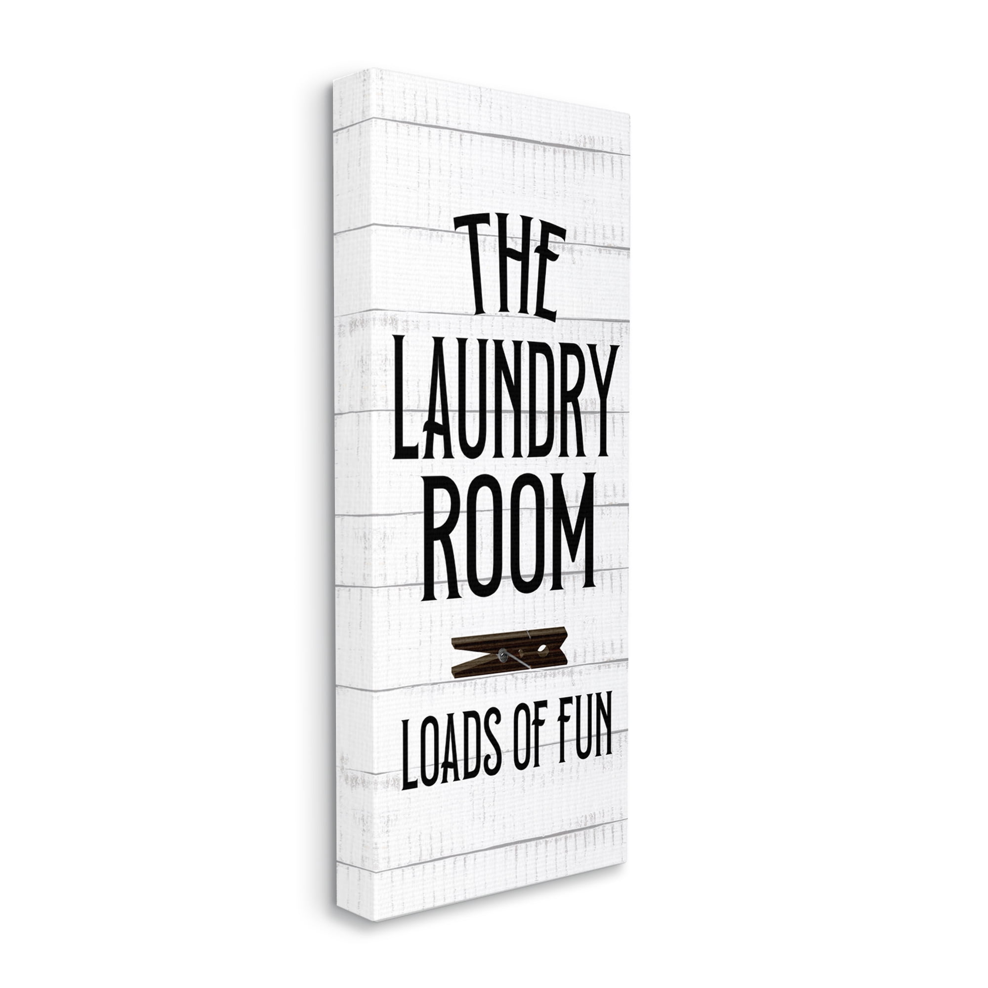 Stupell Industries Loads of Fun Laundry Room Rustic Clothespin Design Canvas Wall Art, 17 x 40, Design by Kim Allen