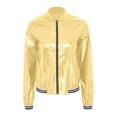 thumbnail image 3 of Haitryli Women's Sparkly Holographic Lightweight Bomber Jacket Shiny Metallic Zipper Up Coat Gold M, 3 of 6