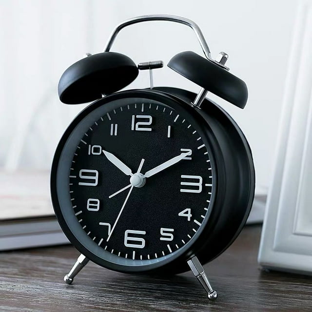 Alarm Clock, Analog Alarm Clock, 4 Inch Dual Bell Alarm Clock with 3D Dial, Easy Setup and Night Light Function,