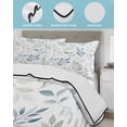 thumbnail image 4 of Blue Teal Botanical Twin Size Down Alternative Comforter, Lightweight Comforter Quilt Bedding Set with Pillow Shams Watercolor Spring Summer Leaves All Seasons Bed Comforter Duvet Insert 68"x86", 4 of 7
