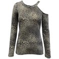thumbnail image 1 of INC Blusa asimétrica de un hombro con estampado animal para mujer, gris, XX-Large, 1 of 1