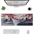 thumbnail image 7 of Japanese Sakura Watercolor Painting Extended Mouse Pad 31.5x11.8 Inch XL Cherry Blossom Flower Non-Slip Rubber Base Large Mousepad Stitched Edges Keyboard Mouse Mat Desk Pad for Office Home Game, 7 of 7
