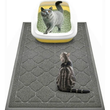 Cat Litter Box Mat, Kitty Premium PVC Pad, Durable Trapping Rug, Phthalate Free, Urine-Resistant,Scatter Control for Cat Litter,35×23"