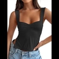 thumbnail image 1 of Tops Cortos para Salir de Mujer, Camisetas Sin Espalda, Ropa Básica de Verano Y2K para Adolescentes, Ropa , Color Negro, Talla XS, 1 of 7