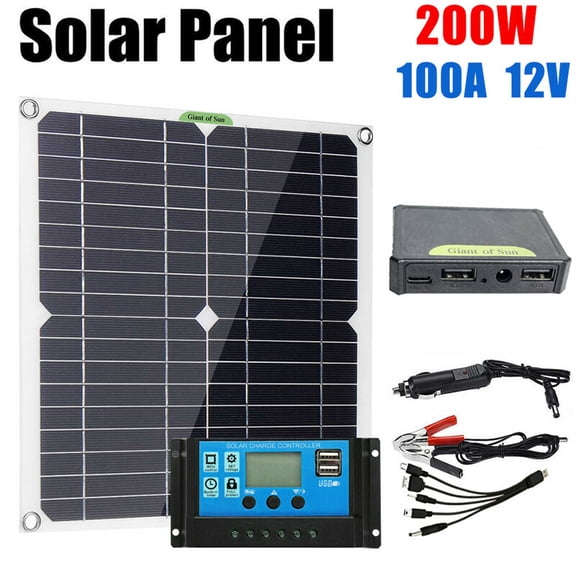 200W Solar Panel kit 12V battery Charger 100A LCD Controller Caravan Van Boat RV
