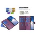 thumbnail image 3 of Zipper Wallet Case for iPhone 11, for Women & Men Flip Purse Cover with Credit Card Slots Wrist Hand Strap Kickstand, PU Leather Magnetic Clasp TPU Shockproof Phone Case, Darkpurple, 3 of 9