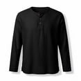 thumbnail image 4 of Long Sleeve Shirts for Men, Men's Lightweight Linen Henley Shirts Long Sleeve Casual Button Up Crewneck Loose Beach Travel Tee Shirt, 4 of 5