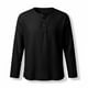 thumbnail image 4 of Ceisia Men's Cotton-Linen Henley Neck T-Shirt | Relaxed Long-Sleeve Solid Casual Top Gift, 4 of 5