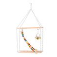 thumbnail image 2 of ZOUSSIQI Pet Hanging Ladder Bridge Steps Stairs Climbing Swing Double-Layer Wood Hamster Parrot Cage Toy CW04#1208, 2 of 13