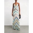 thumbnail image 3 of Women'S Beach Dress Deep V Neck Backless Striped Bodycon Halter Knit Maxi Dress Green M, 3 of 3