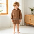 thumbnail image 2 of TOWED22 Girls Boys Tracksuit Sets Athletic Sweatsuits Hooded Sweatshirt and Jogger Shorts Outfits 2 Piece Sets For Kid,Brown,7-8 Y, 2 of 5