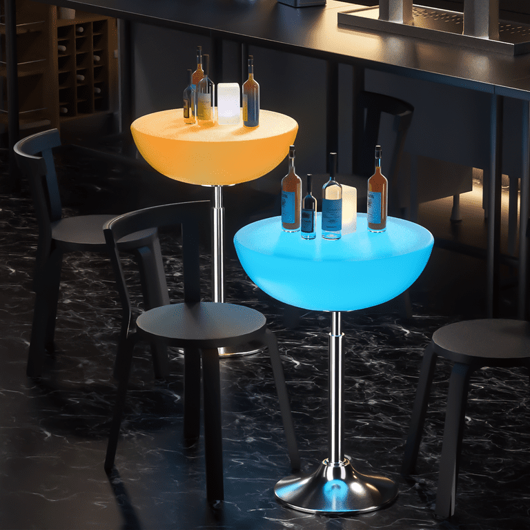 MoNiBloom Set of 3 LED Light Up Bar Table Stools 16 Color