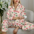 thumbnail image 4 of Goofa Strawberry And Flowers Printed Women’s 2 Piece Pajama Set Super,Pajamas Women's Long Sleeve Sleepwear Soft Button Down Loungewear Pjs Lounge Set Nightwear-Large, 4 of 9