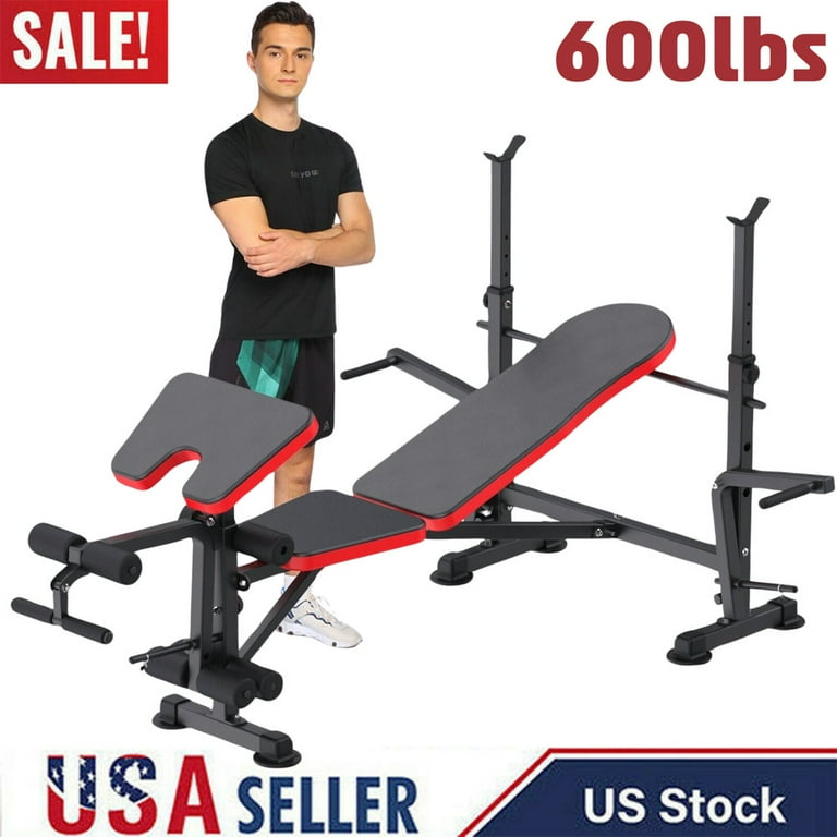 ADJUSTABLE LIFTING WEIGHT BENCH SET With Weights 600 Press Workout Flat Home Gym Walmart